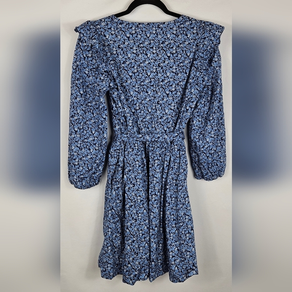 J. Crew Lightweight Cotton Puff-Sleeve Mini Dress in Antique Navy Blue XS - Picture 5 of 14